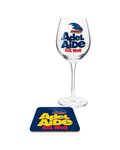 Adelaide Crows AFL Wine Glass And Coaster