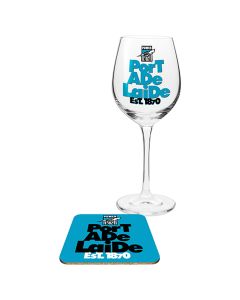 Port Adelaide Power AFL Wine Glass And Coaster