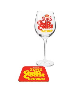 Gold Coast Suns AFL Wine Glass And Coaster