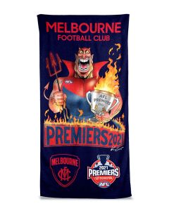 Melbourne Demons AFL Premiers 2021 Mark Knight Caricature Design Beach Towel