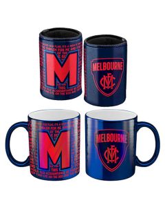 Melbourne Demons AFL Metallic Mug and Can Cooler Set