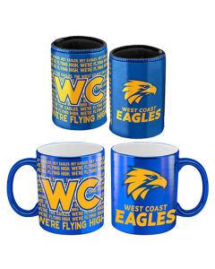 West Coast Eagles AFL Metallic Mug and Can Cooler Set