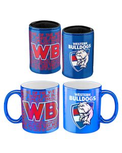 Western Bulldogs AFL Metallic Mug and Can Cooler Set
