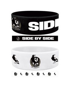 Collingwood Magpies AFL Team Logo Silicone Wristbands Set Of 2