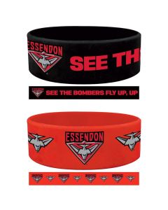 Essendon Bombers AFL Team Logo Silicone Wristbands Set Of 2