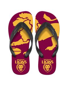 Brisbane Lions AFL Team Flip Flops Size 9/10