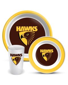 Hawthorn Hawks AFL 3 Piece Melamine Dinner Set