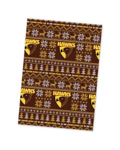 Hawthorn Hawks AFL Xmas Team Logo Wrapping Paper Giftwrap