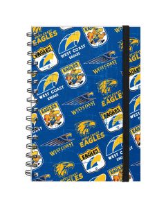 West Coast Eagles AFL A5 Spiral Hard Cover Notebook