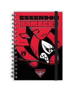 Essendon Bombers AFL A4 Spiral Hard Cover Mascot Notebook