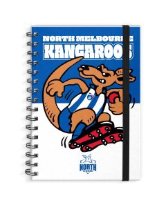 North Melbourne Kangaroos AFL A4 Spiral Hard Cover Mascot Notebook