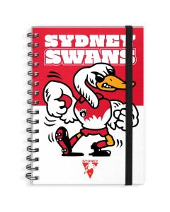 Sydney Swans AFL A4 Spiral Hard Cover Mascot Notebook