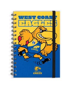 West Coast Eagles AFL A4 Spiral Hard Cover Mascot Notebook
