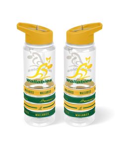 Australian Wallabies Rugby Union Tritan Drink Bottle with Wrist Bands