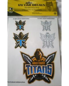 Gold Coast Titans NRL UV Car Decals 5 per sheet