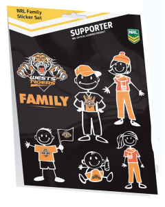 Wests Tigers NRL My Footy Family 6 Sticker Sheet