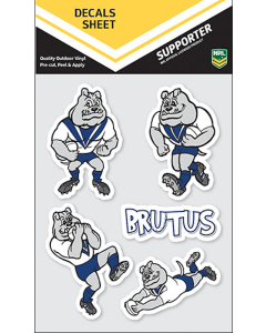 Canterbury Bulldogs NRL UV Mascot Car Decals 5 Stickers per sheet