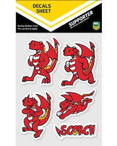 St George Dragons NRL UV Mascot Car Decals 5 Stickers per sheet