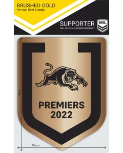 Penrith Panthers NRL 2022 Premiers 2 Brushed Gold Stickers