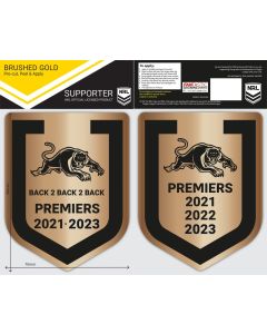 Penrith Panthers NRL 2023 Premiers 2 Brushed Gold Stickers