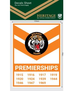 Balmain Tigers NRL Heritage Premiership Decal Sticker