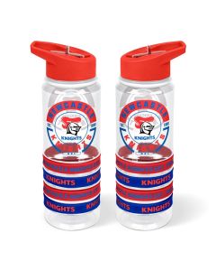 Newcastle Knights NRL Tritan Drink Bottle with Wrist Bands