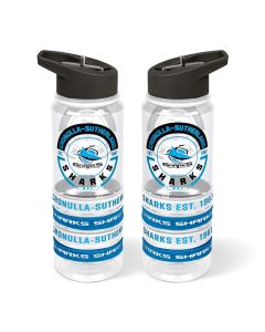 Cronulla Sharks NRL Tritan Drink Bottle with Wrist Bands