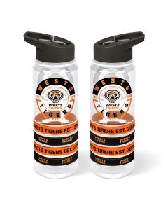 Wests Tigers NRL Tritan Drink Bottle with Wrist Bands