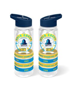 Gold Coast Titans NRL Tritan Drink Bottle with Wrist Bands