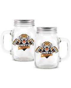 Wests Tigers NRL Glass Mason Jar