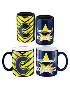 North Queensland Cowboys NRL Metallic Mug and Can Cooler Set
