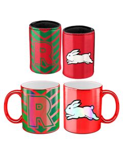 South Sydney Rabbitohs NRL Metallic Mug and Can Cooler Set