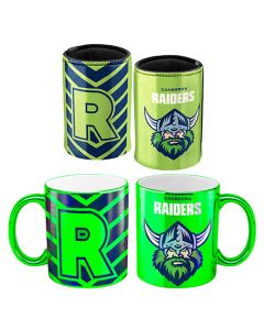 Canberra Raiders NRL Metallic Mug and Can Cooler Set