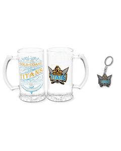 Gold Coast Titans NRL Heritage Stein and Keyring Set