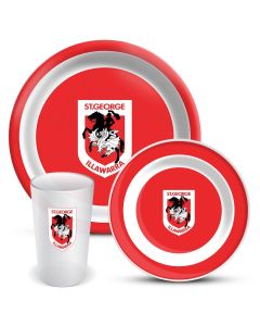 St George Dragons NRL 3 Piece Melamine Dinner Set
