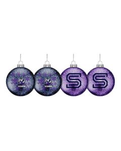 Melbourne Storm NRL Glitter Christmas Baubles
