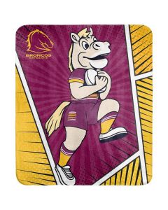 Brisbane Broncos NRL Coral Fleece Mascot Printed Throw Rug
