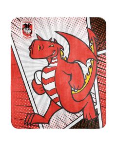 St George Dragons NRL Coral Fleece Mascot Printed Throw Rug