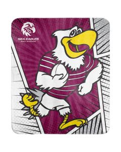 Manly Sea Eagles NRL Coral Fleece Mascot Printed Throw Rug