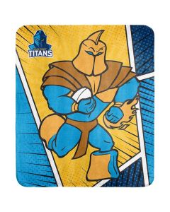 Gold Coast Titans NRL Coral Fleece Mascot Printed Throw Rug