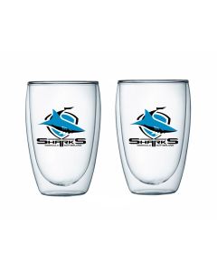 Cronulla Sharks NRL Double Walled Glasses Set