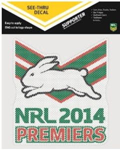 South Sydney Rabbitohs NRL See-Thru Premiers 2014 Logo Window Sticker