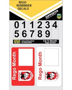 St George Dragons NRL Rego Reminder Decals