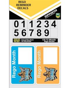 Gold Coast Titans NRL Rego Reminder Decals