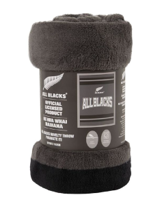 New Zealand All Blacks Rugby Coral Fleece Throw Black 127cm x 152cm