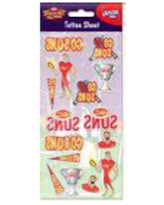 Gold Coast Suns AFL Team Mascot Logo Tattoo Sheet
