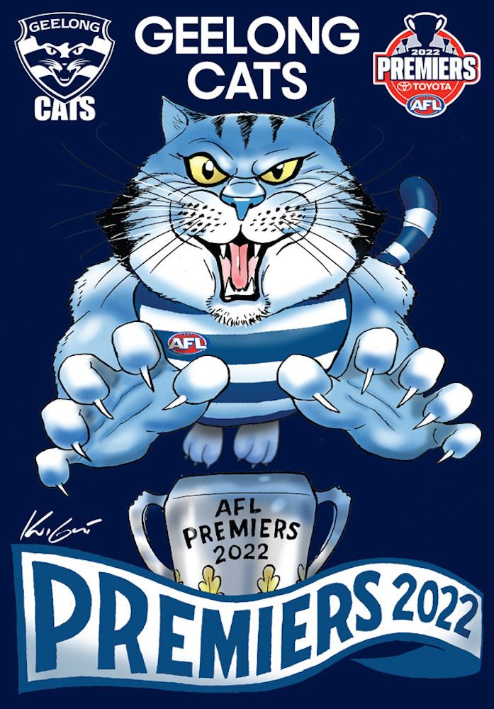 2022 Mark Knight Premiership Poster – Geelong Cats AFL Grand Final – Unframed Original